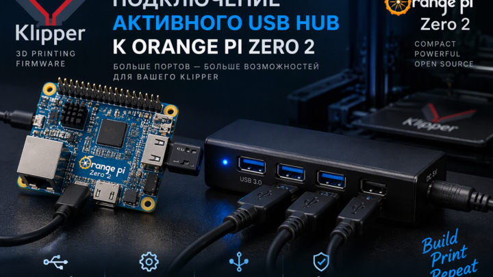 Klipper подключение активного USB Hub к Orange Pi Zero 2